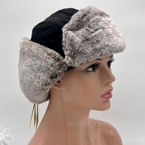 UNIGEAR Wintee Trapper Hat with Faux Fur Waterproof Black NWT